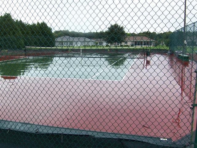 Spruce Creek Preserve Tennis Court on a rainy day